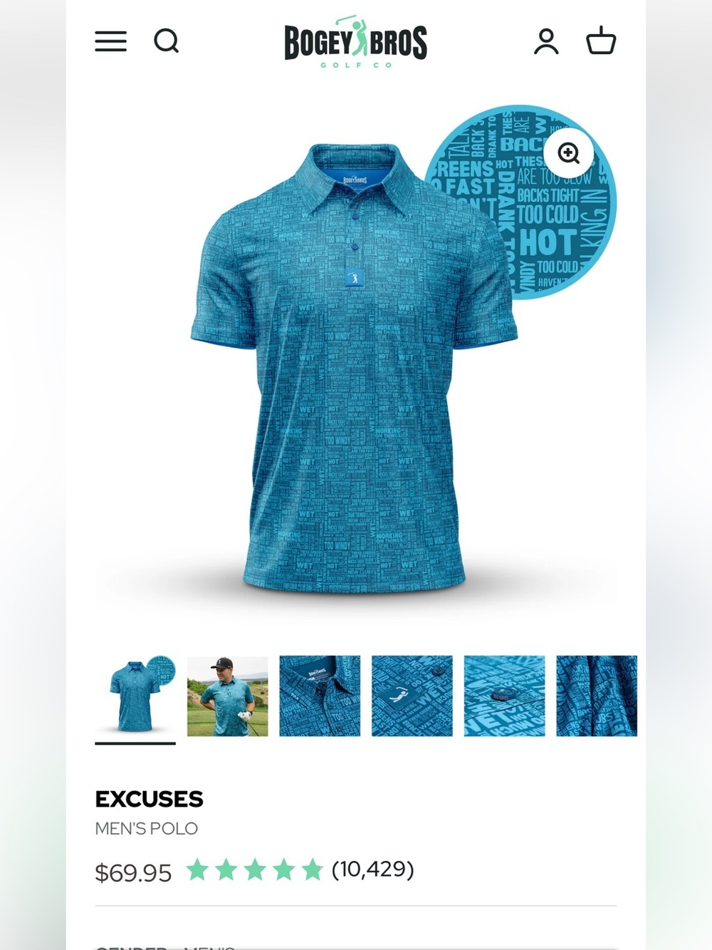 Bogey Bros Excuses Men's Polo Shirt - Blue